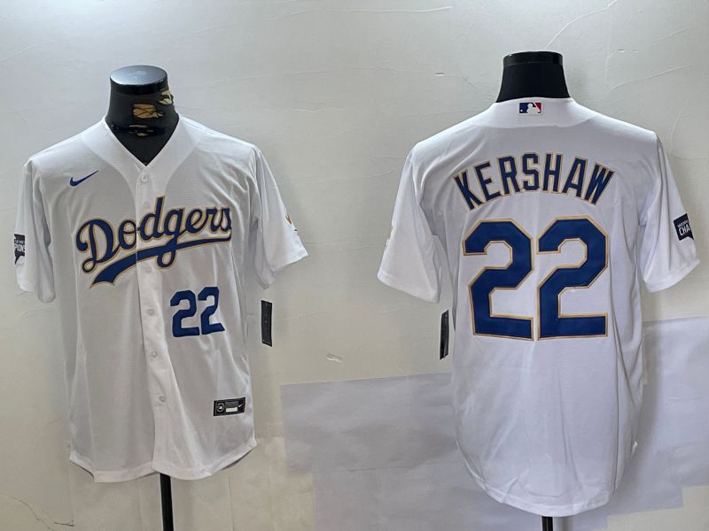 Men Los Angeles Dodgers #22 Kershaw White Game 2024 Nike MLB Jersey style 2->los angeles dodgers->MLB Jersey